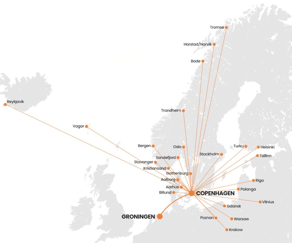 Help mee aan een directe vliegverbinding Groningen - Kopenhagen